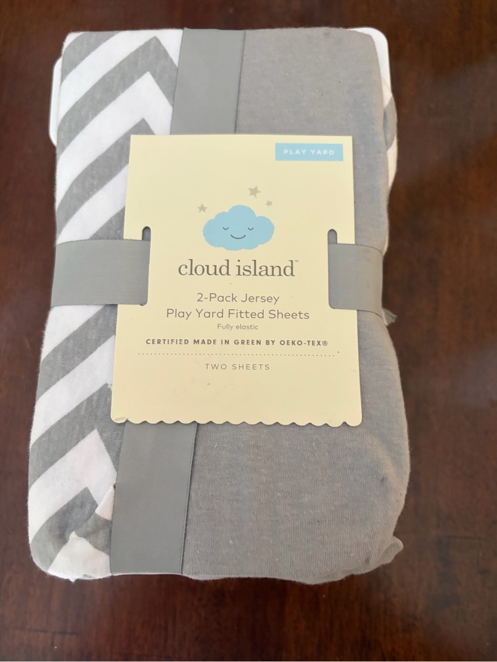 Cloud Island 2-Pack Jersey Play Yard Fitted Sheets - Gray & White